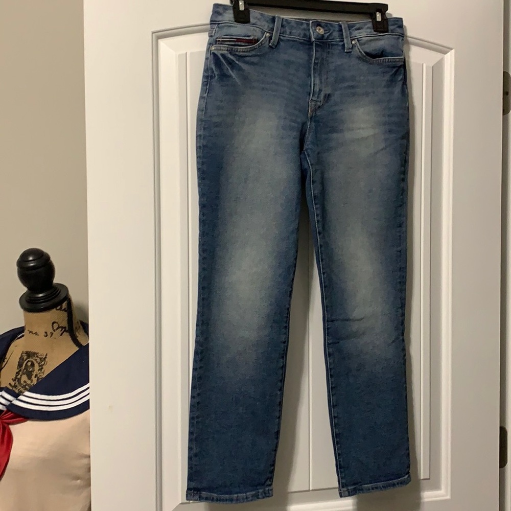 204) Tommy Hilfiger High Rise Straight Ankle Blue Jeans, Size 0
